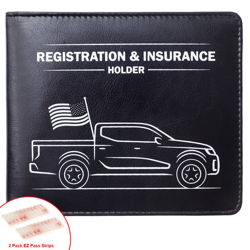 CANOPUS Car Registration and Insurance Holder with Magnetic Closure, Car Document Holder, Vehicle Glove Box Organizer, Wallet for Auto, Motorcycle, Truck, 1 Holder with 2 Sets of EZ Pass Strips